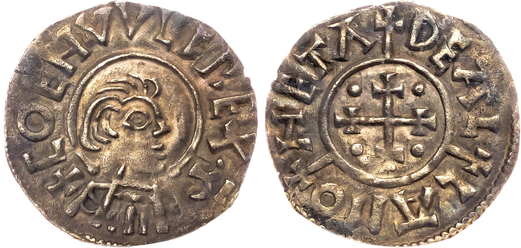 Coenwulf (796-821), Penny, portrait type, Canterbury, group III, moneyer Dealla - NGC AU55