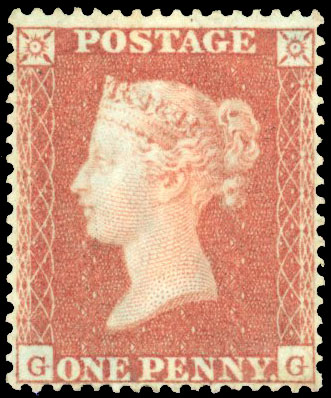 1850 1d Red brown “Archer“ Pl.92. Unused o.g.