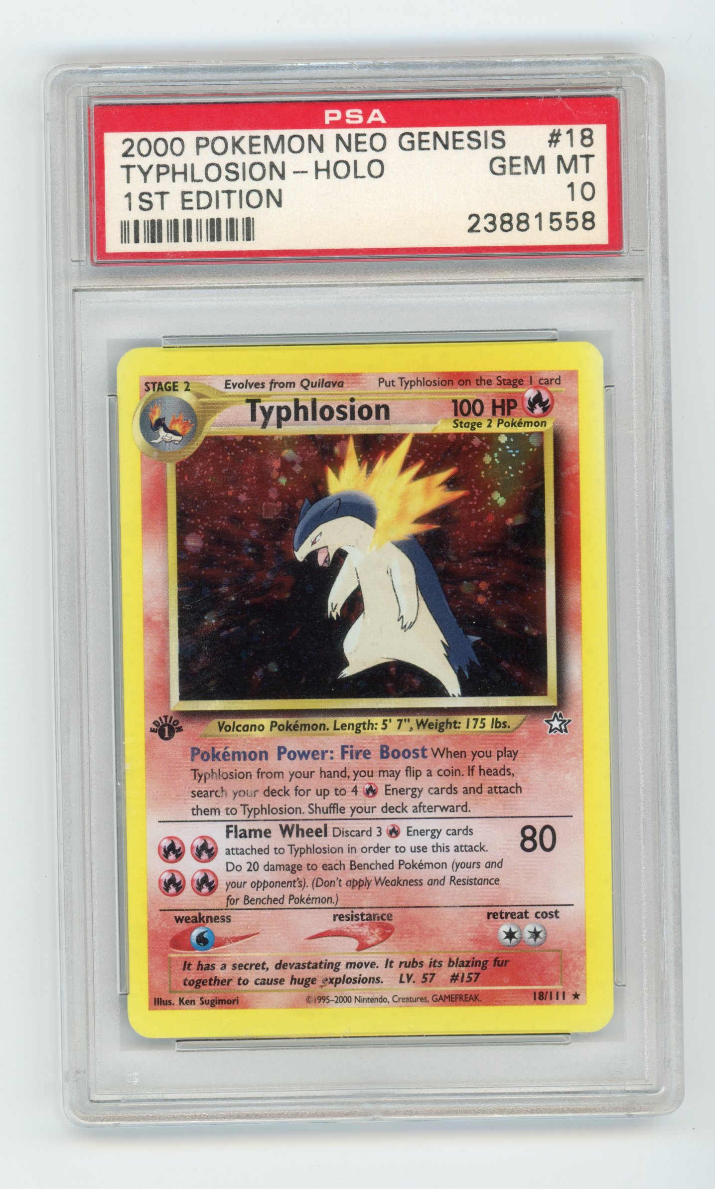 PSA 10 Typhlosion #18 1st Edition Holo - Neo Genesis
