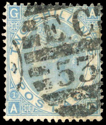 1867-80 2s milky blue, plate 1 (AG), cancelled