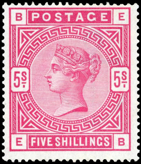 Great Britain SG 176 1883-84 5s Rose (Blued paper) unmounted mint