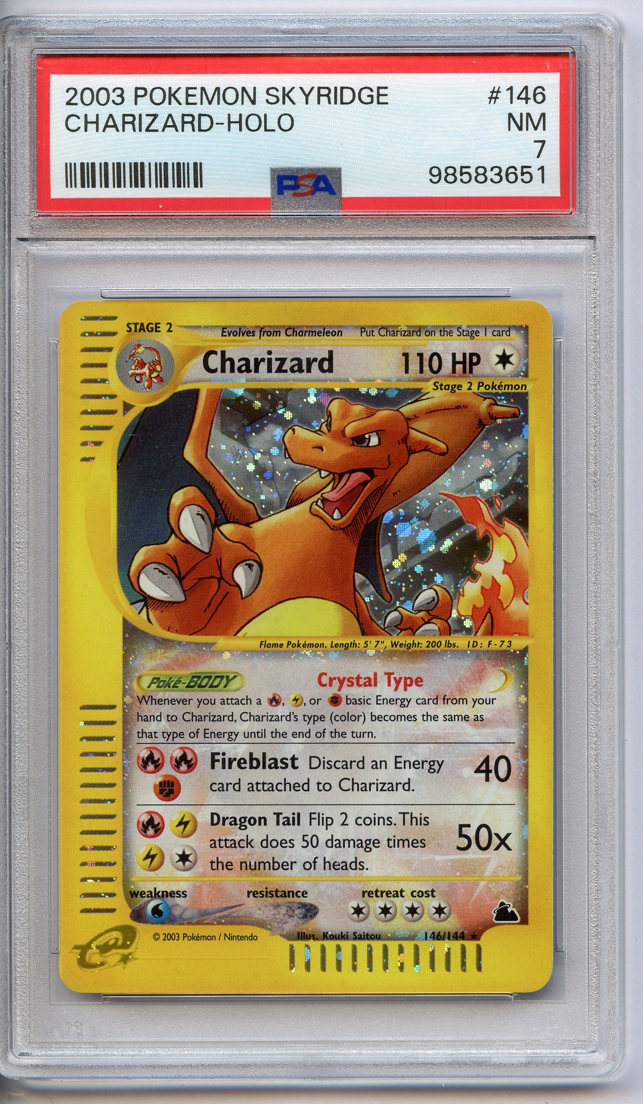 PSA 7 Charizard Holo Crystal #146 - Skyridge 2003