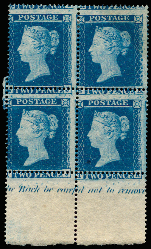 GB SG 19 1854 2d blue block mint