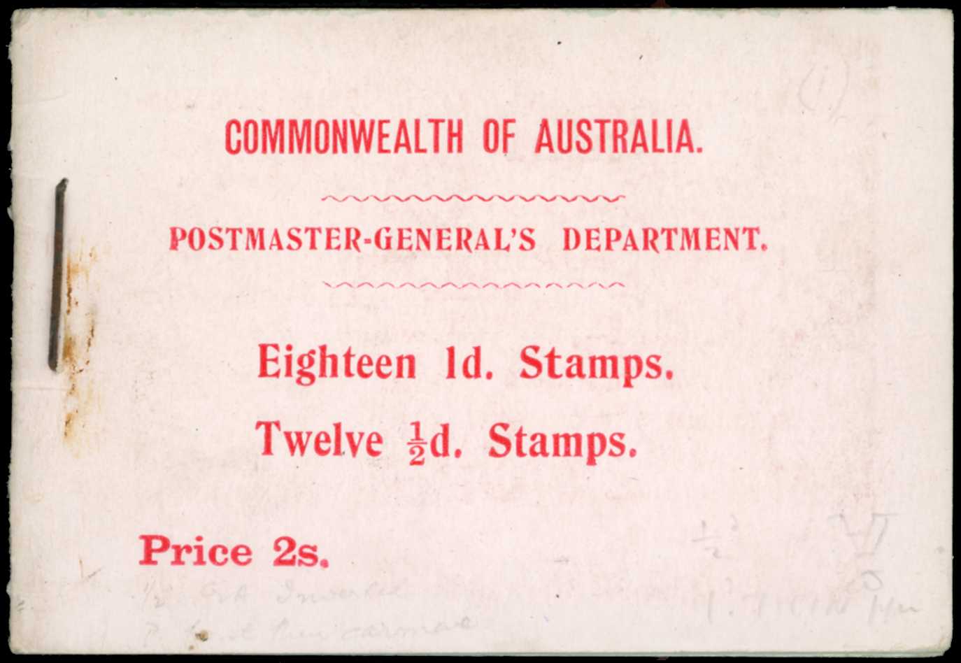 BOOKLET: 1911 2s booklet, red on pink cover...