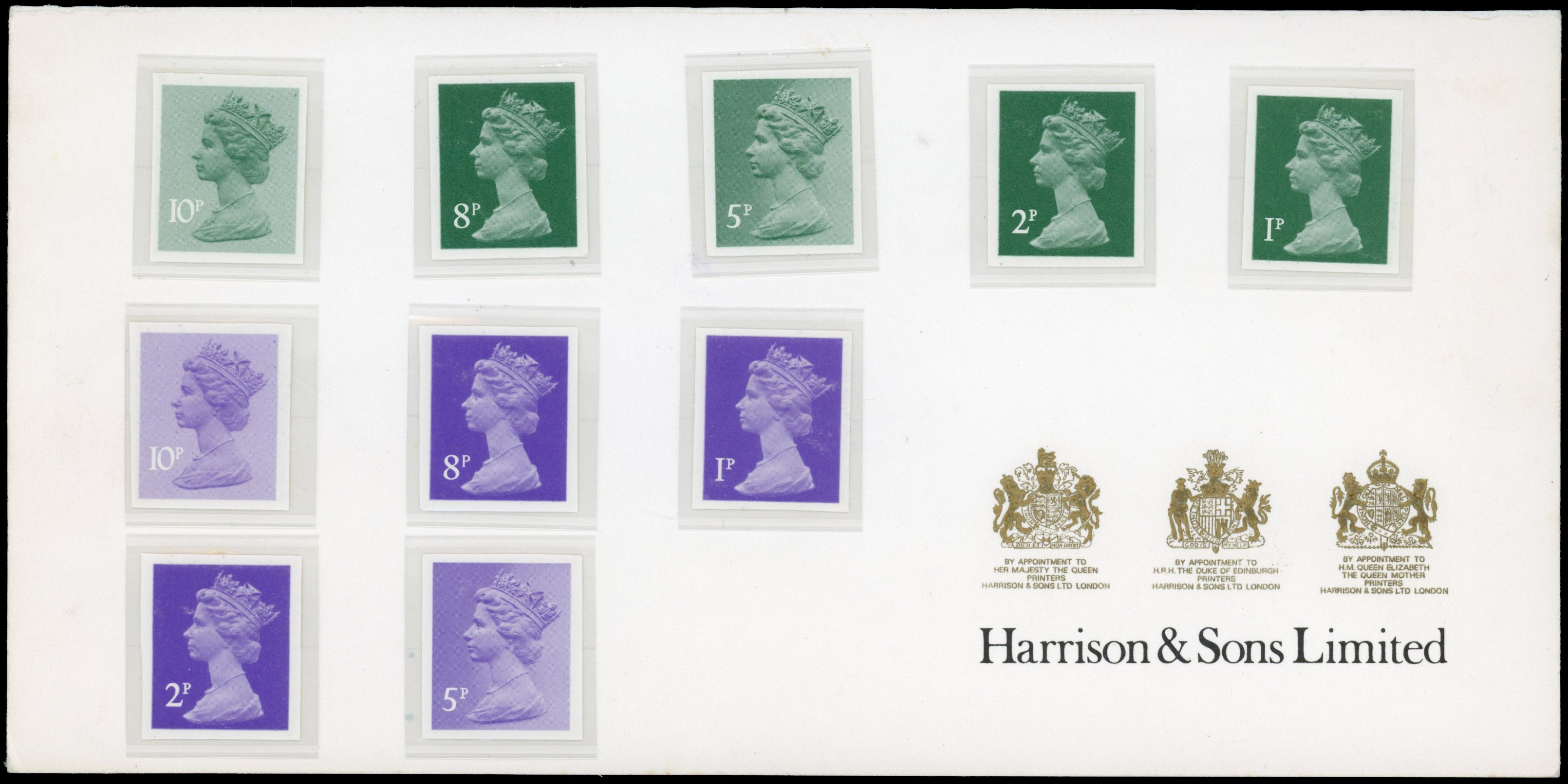 GB 1979 Harrisons imperf lithographic trials on presentation card 