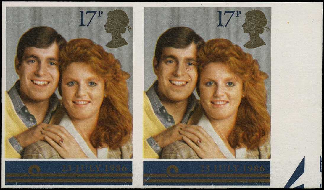 1986 Royal Wedding 17p, right...