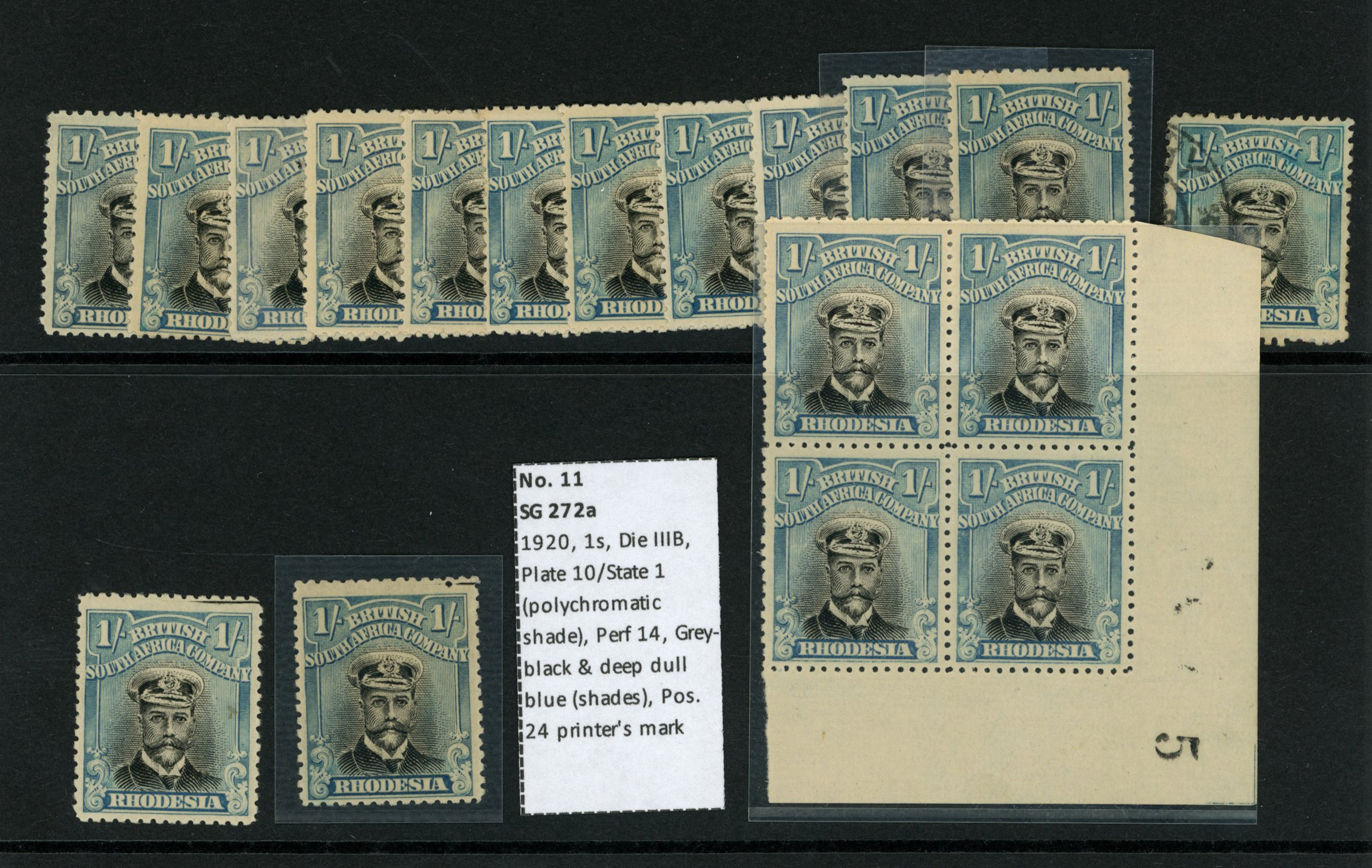 1918-21 1/- Head Die IIIB, perf 14, toned...