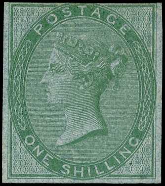 1856 Watermark Emblems, 1s green, 'IMPRIMATUR'...