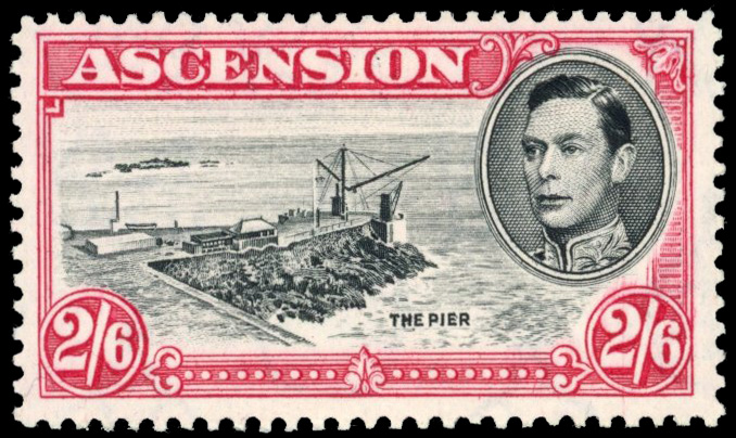 Ascension SG 45ca 1944 2s6d davit flaw mint