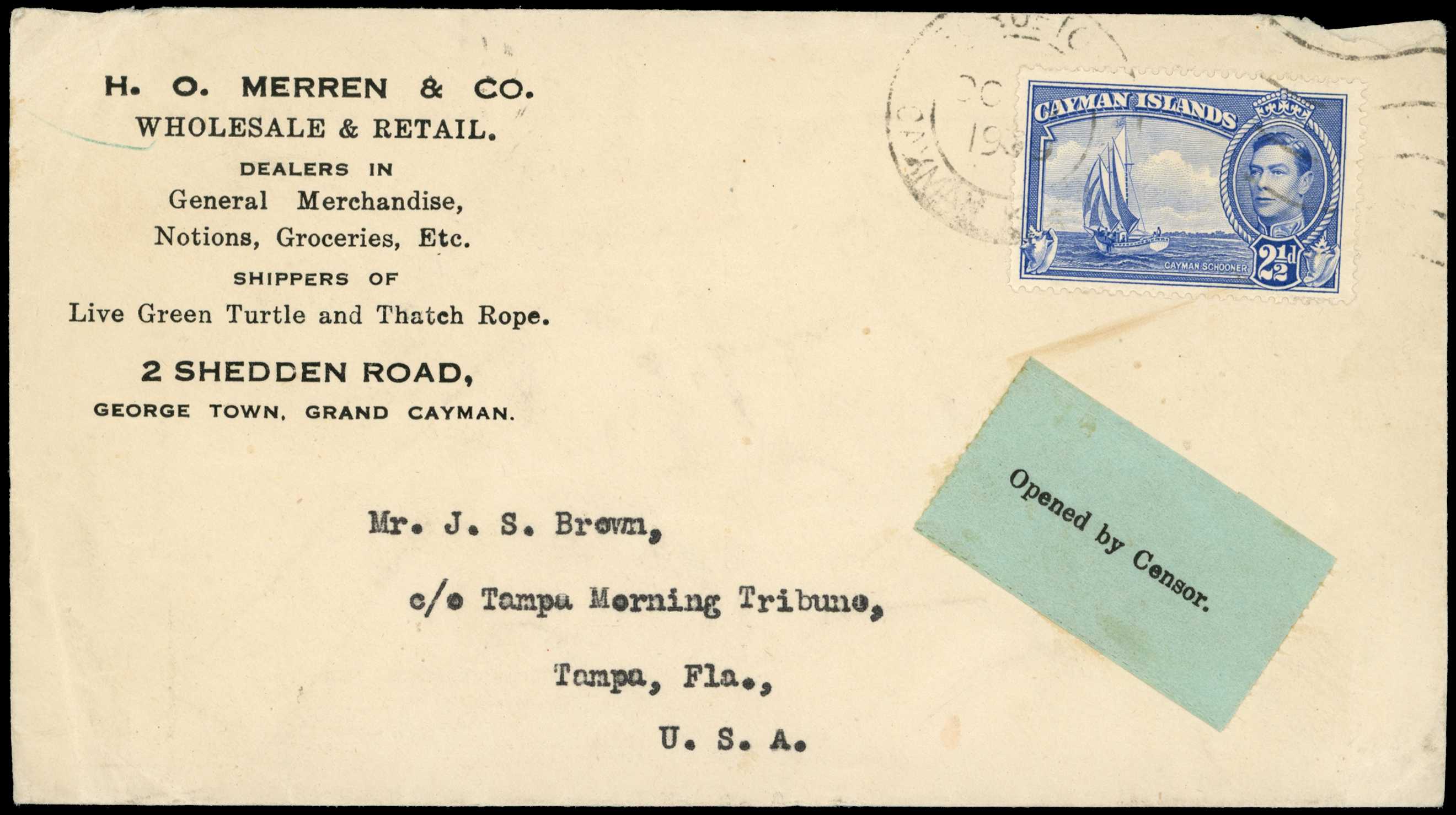 1939 CL1 "Opened by Censor." label on pale...