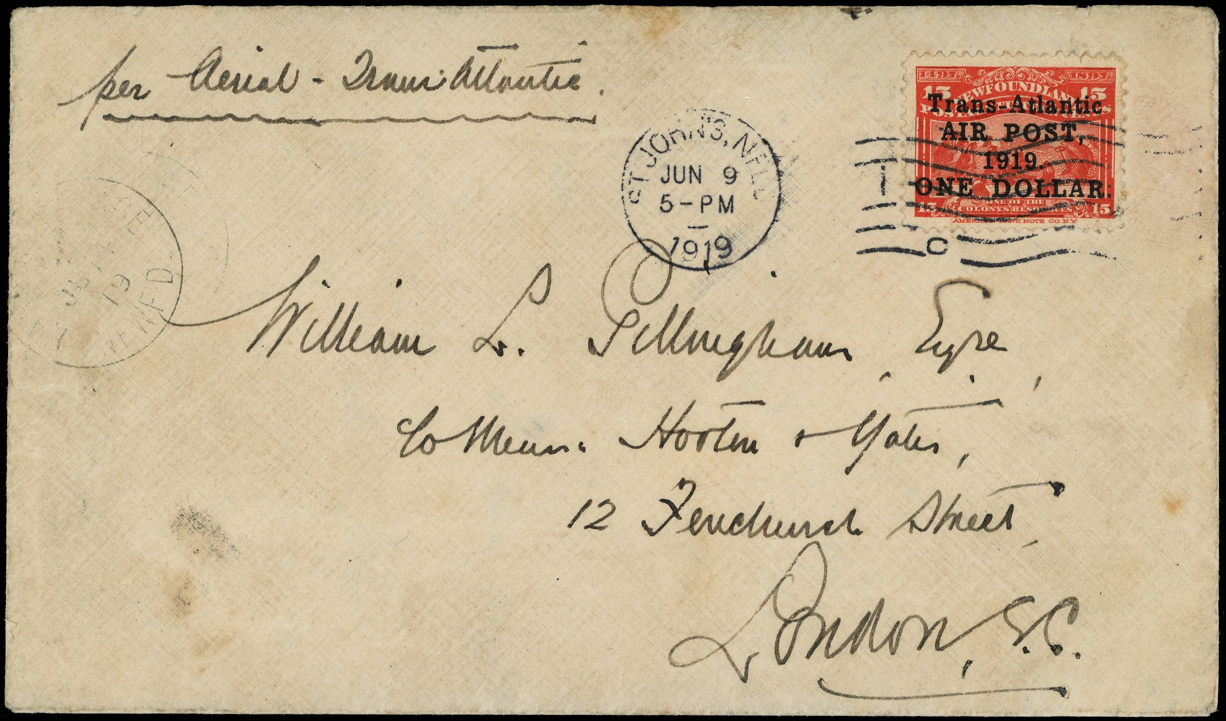 Newfoundland 1919 Handley Page Atlantic Flight cover SG...