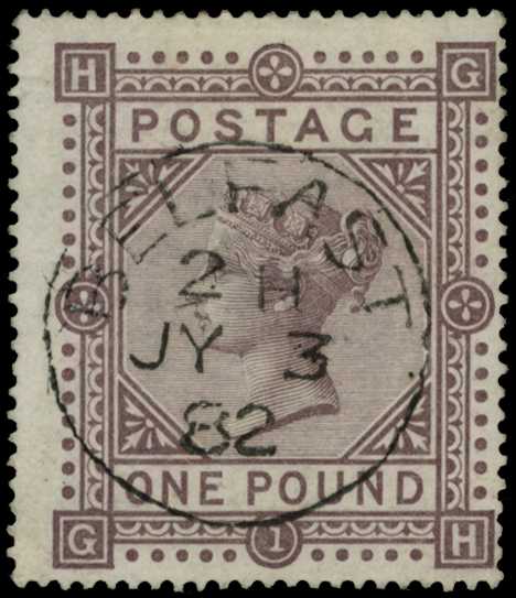 1867-83 Wmk Maltese Cross £1 brown-lilac Plate...