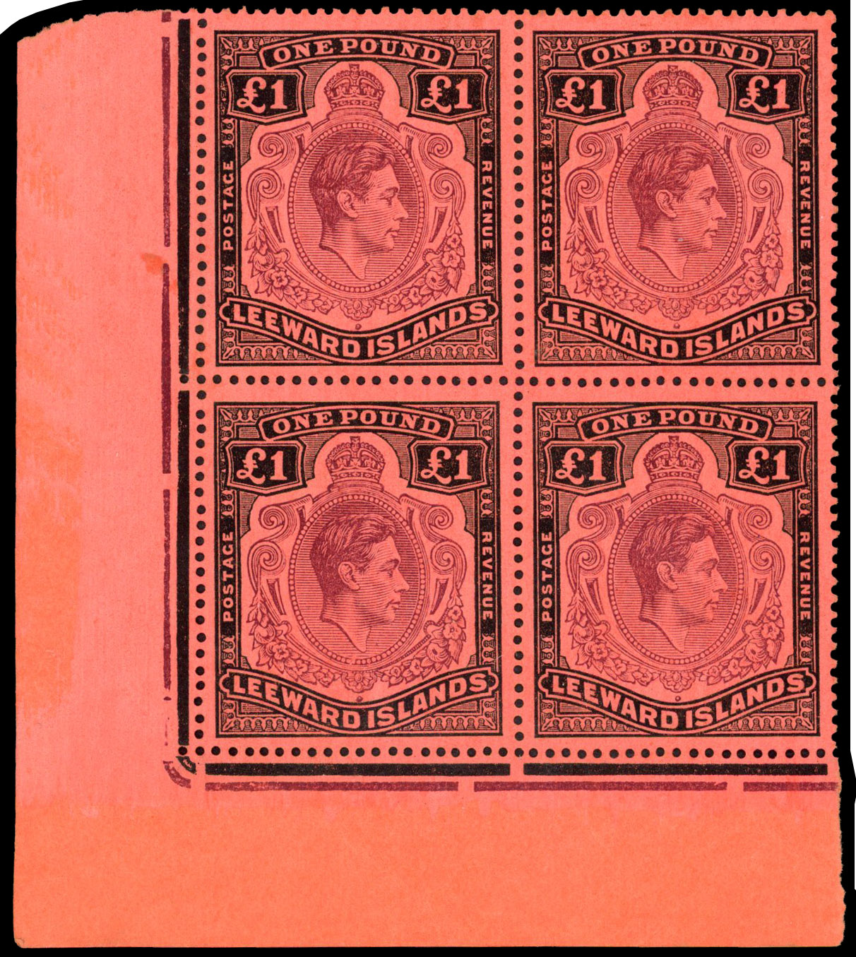 Leeward Islands SG 114b, ba block mint