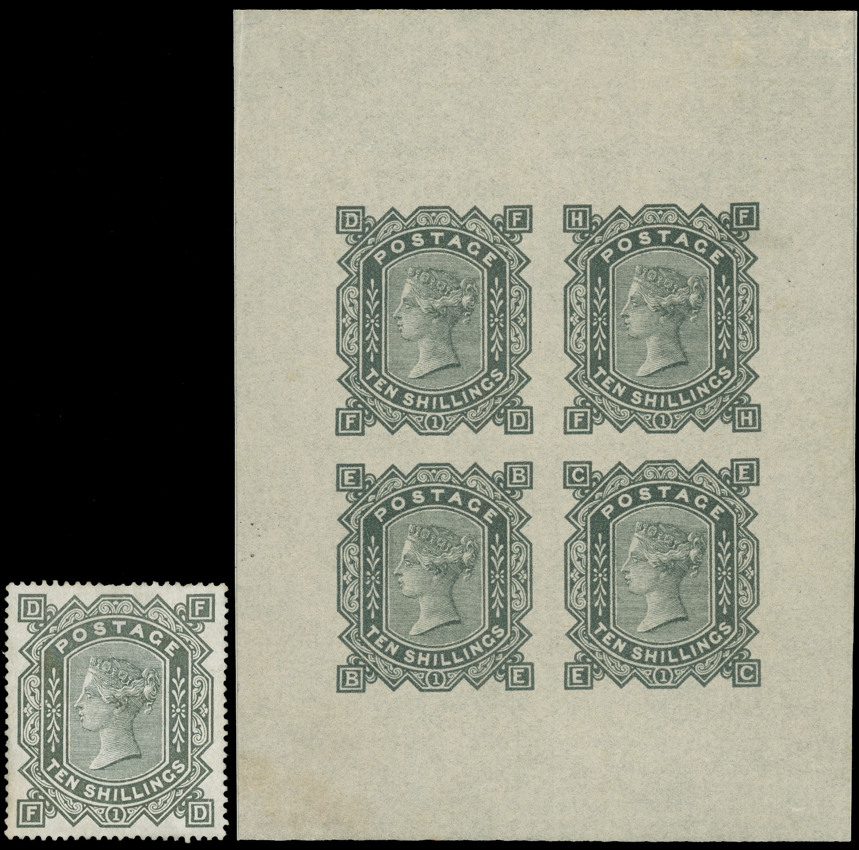Great Britain 1867-83 10/- official forgery SG 135var 