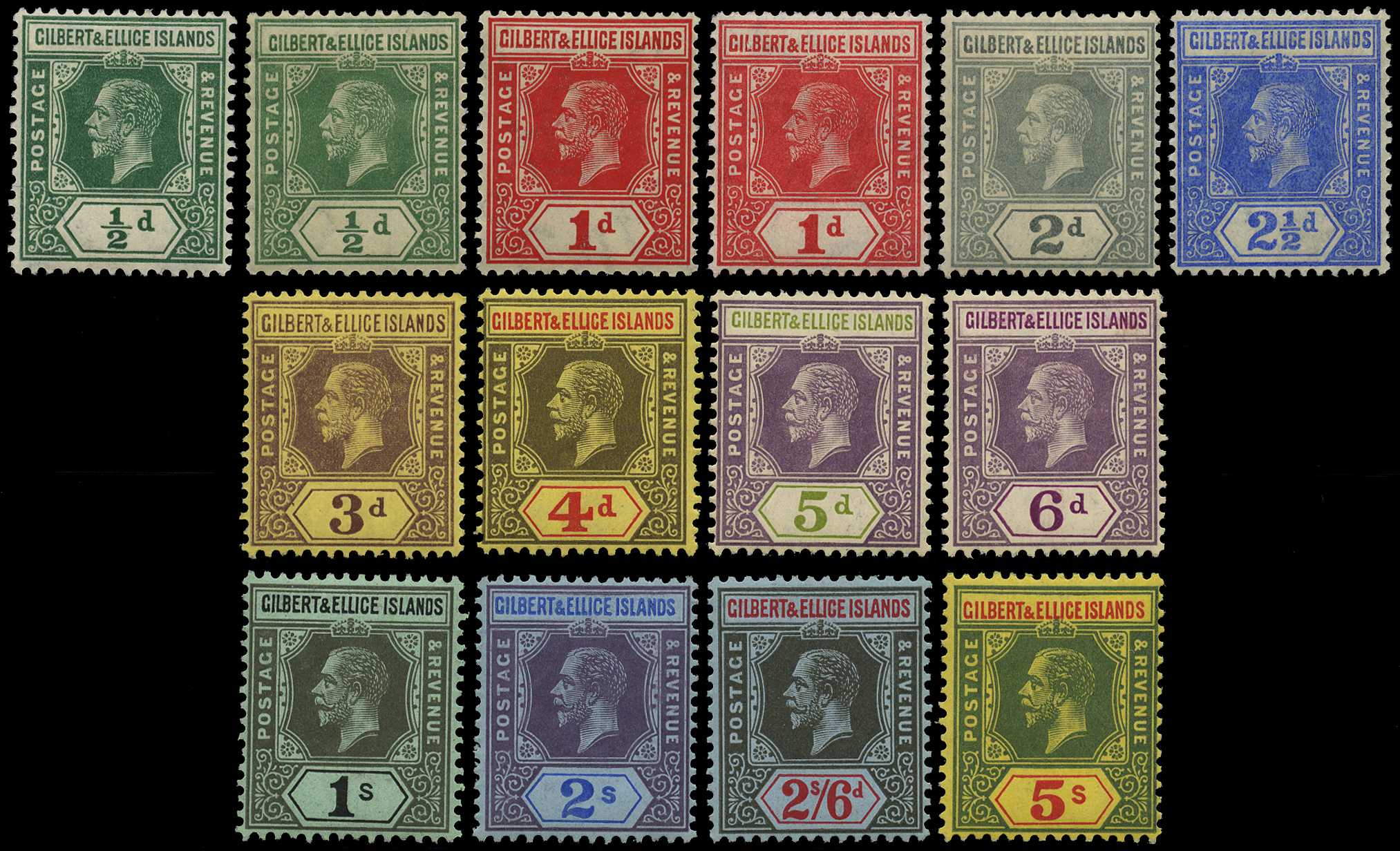 1912-24 watermark MCA set to 5/- including ½d...