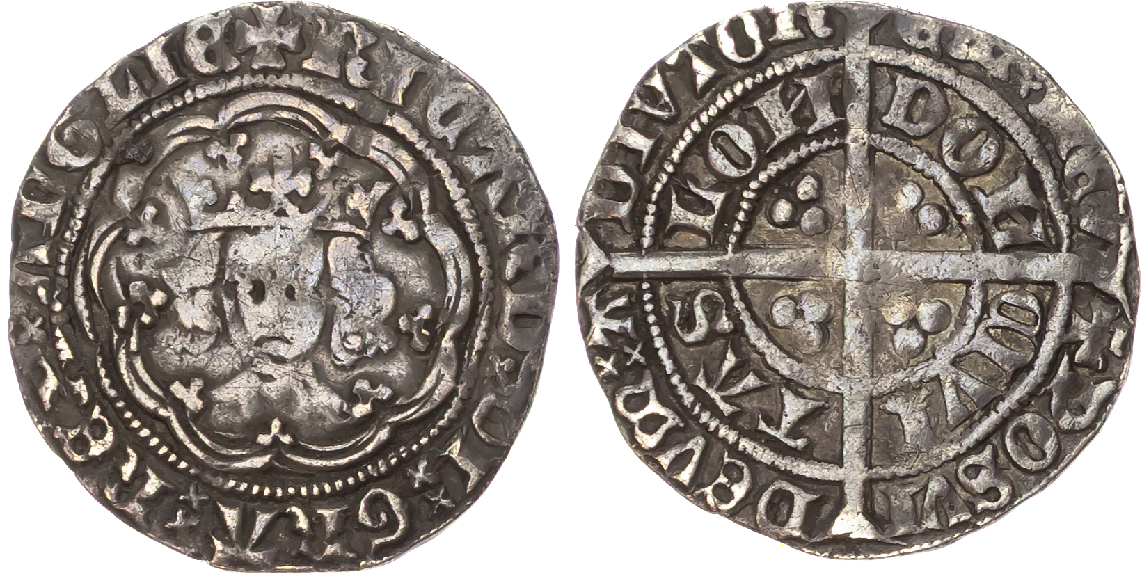 Richard II (1377‑1399), AR Halfgroat, Type II, London Mint, mm. cross pattée.