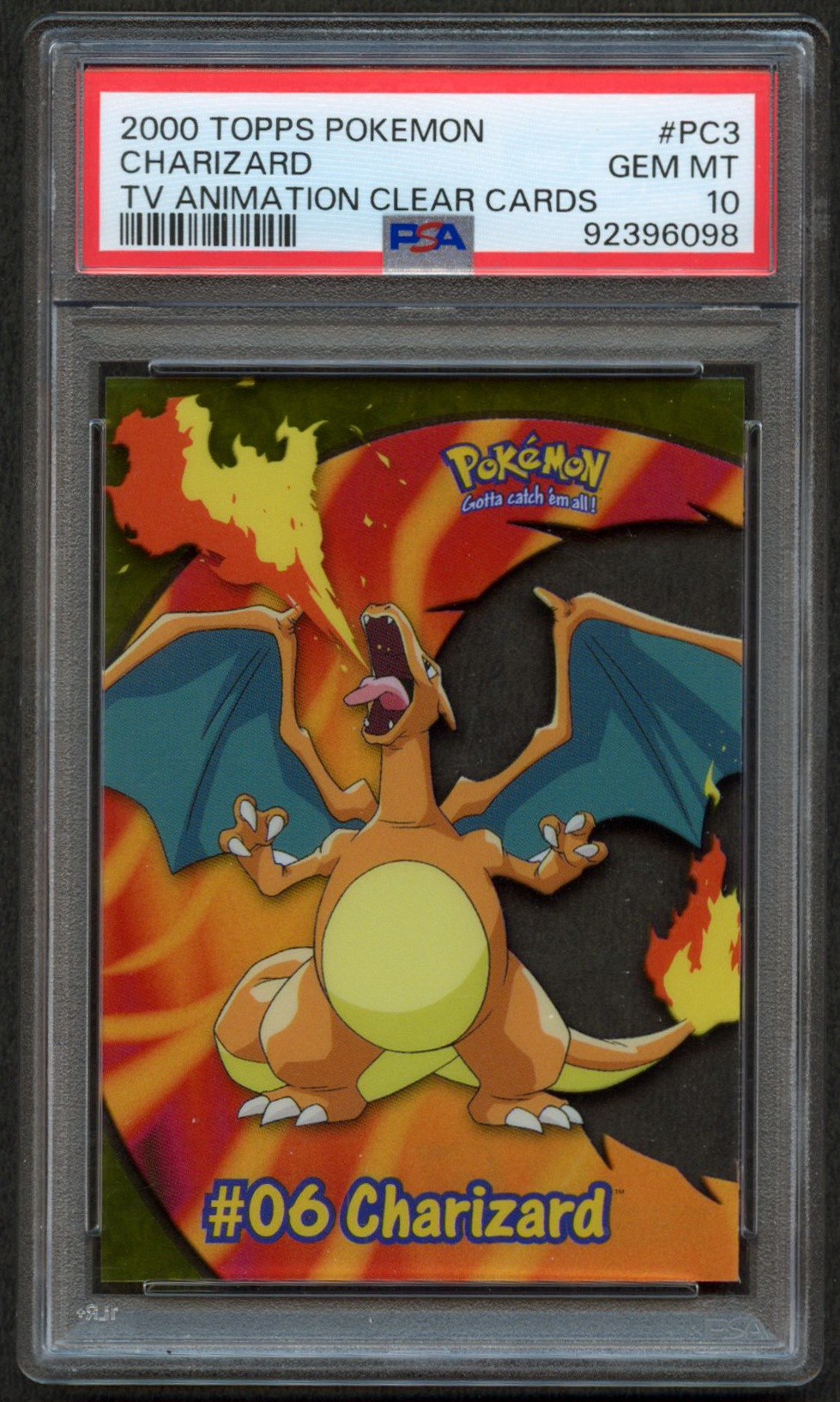PSA 10 - Charizard 2000 Topps Pokémon TV Animation Clear Cards #PC3
