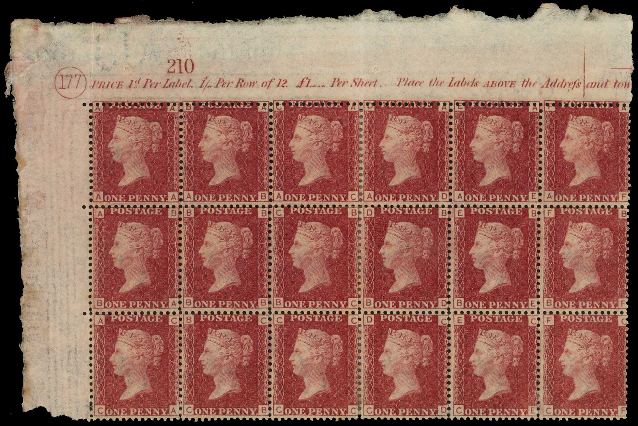 1873 1d rose-red Plate 177 (AA-CF) top...