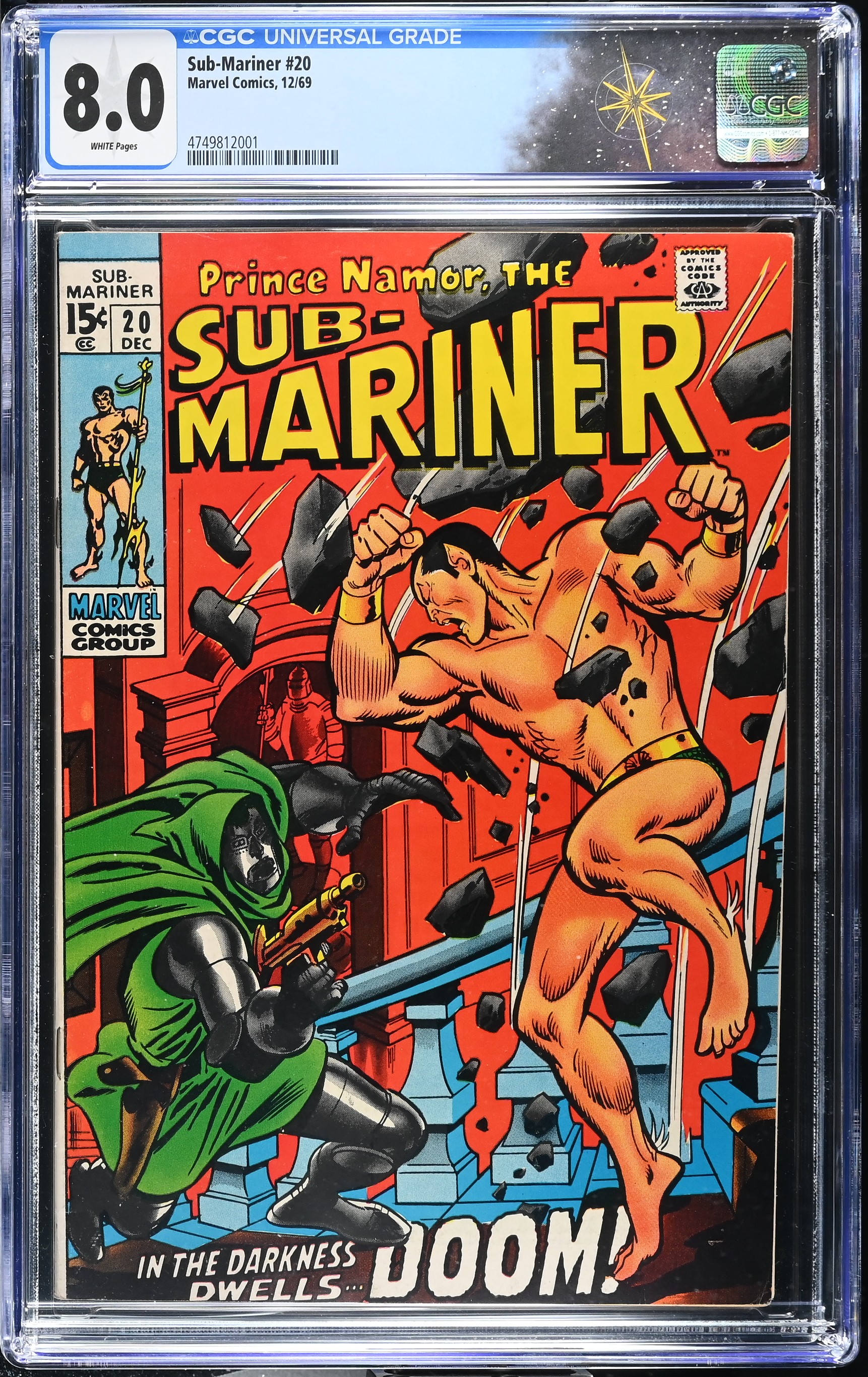 Sub-Mariner #20 CGC 8.0 Doctor Doom and Triton Appearance (Marvel Comics, 1969) White Pages
