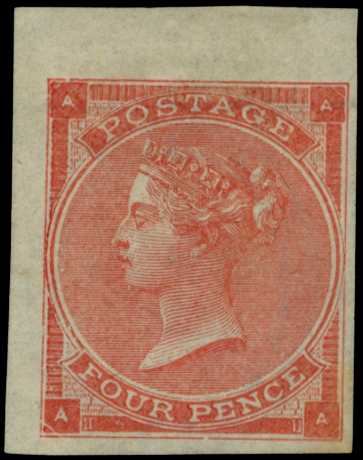 1863 4d bright red Plate 4 (AA, with hair...