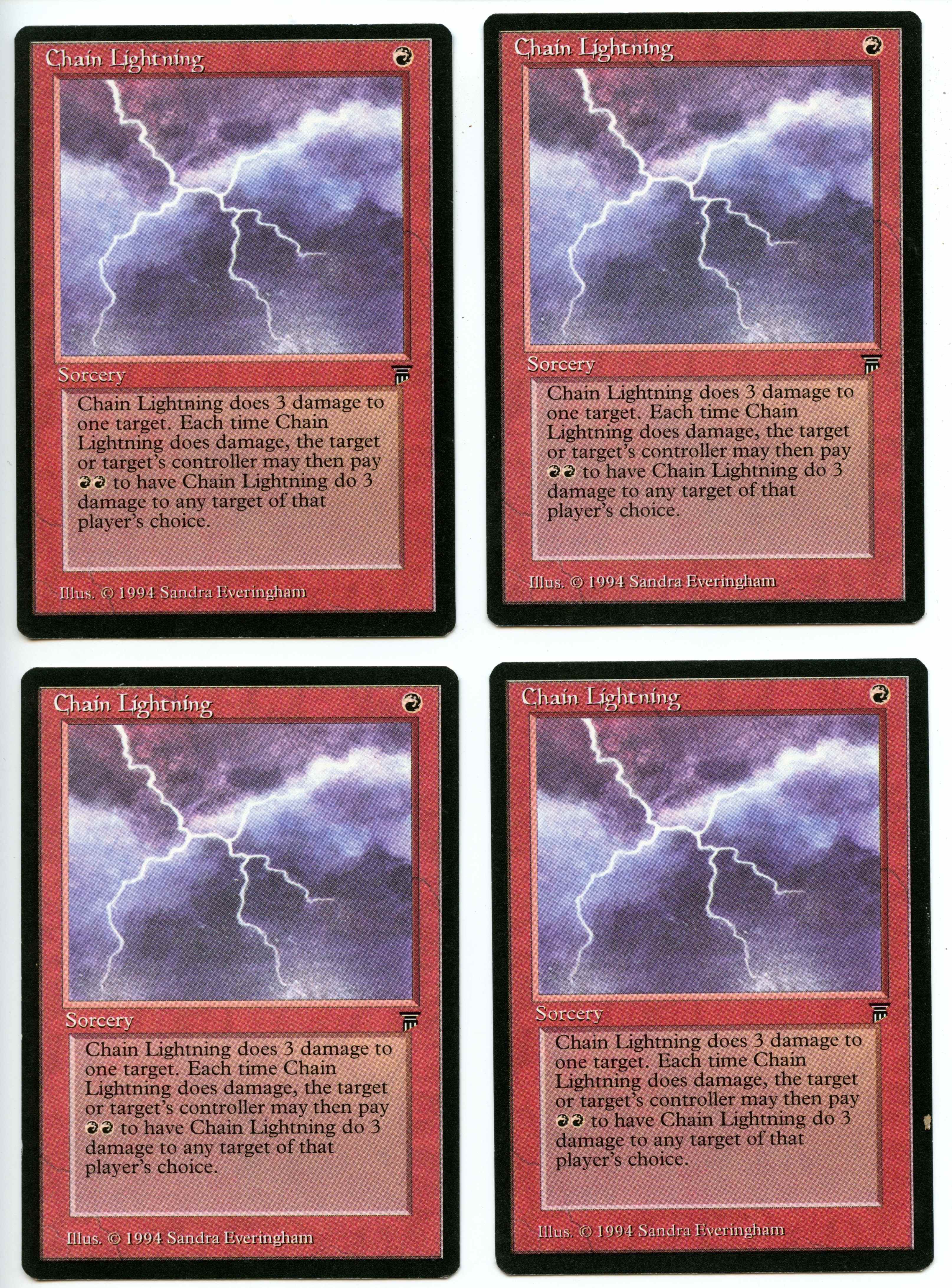 Magic the Gathering - Chain Lightning  Playset - Legends - Lightly Played