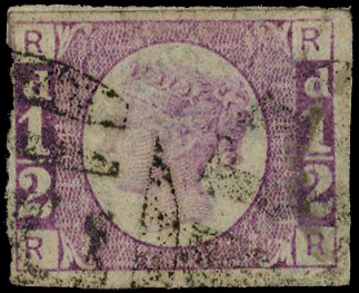 1878-79 ½d Fugitive ink trial Pl.14. Fine imperforate plate proof printed in lilac-rose on ungummed white wove paper let…