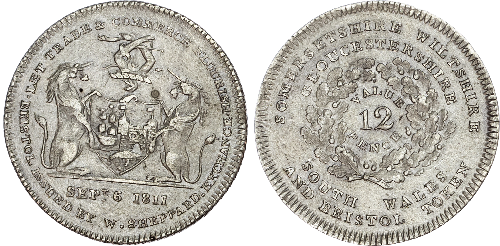 Somersetshire, Bristol. Silver shillings, 1811 (2).