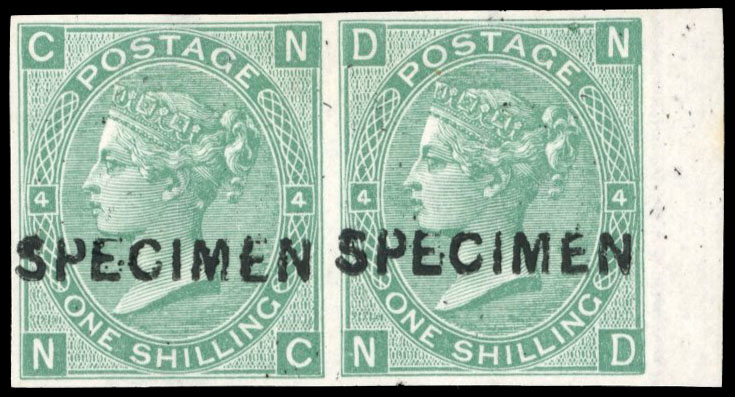 GB 1867-80 SG 117 1s Plate 4 Specimen pair