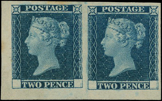 1841 2d Small Trial Two Pence in blue