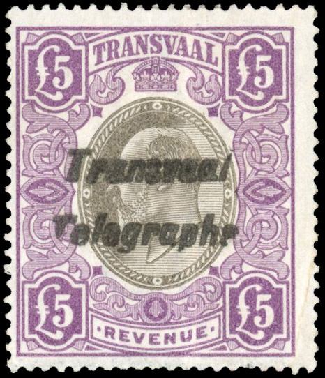 Transvaal Telegraph SG T11 1902 £5 mint