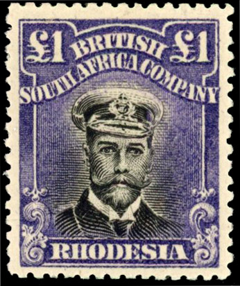 Rhodesia £1 SG 255t deep grey-black and deep violet mint