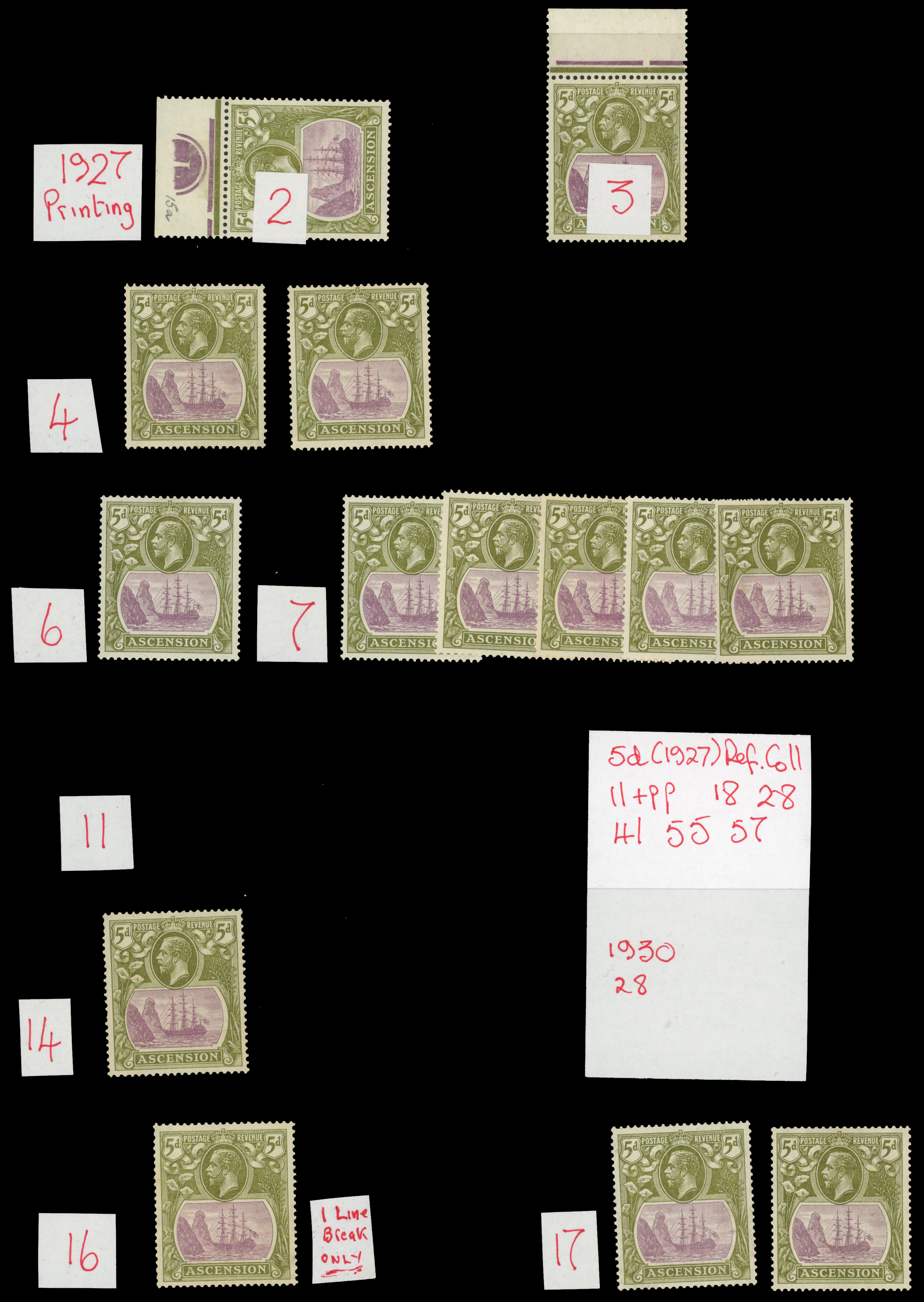 Ascension SG 15d positioned examples mint