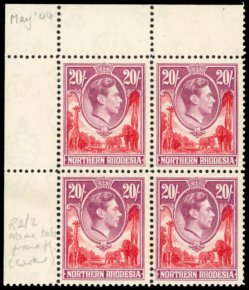 Northern Rhodesia SG 45 var block mint