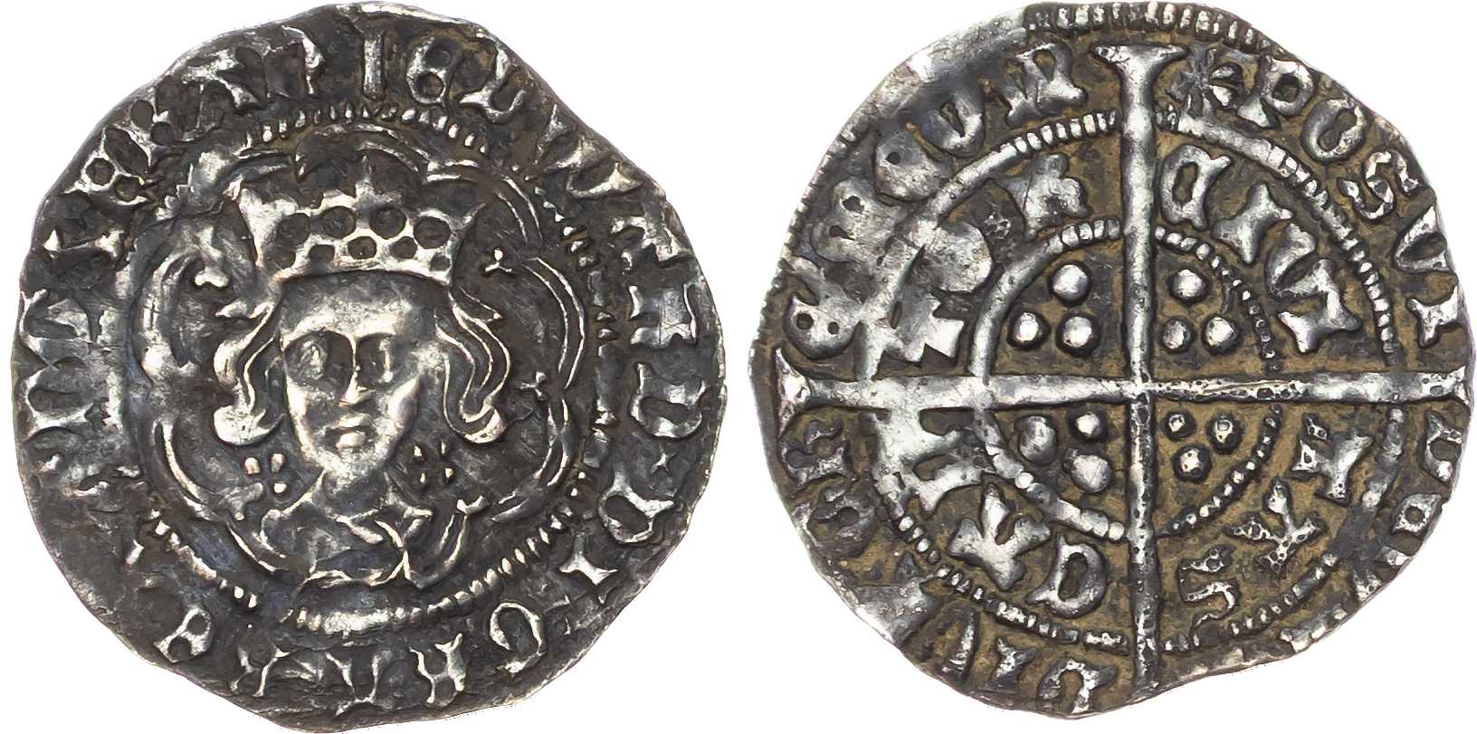 Edward IV (First Reign, 1461‑1470), AR Halfgroat, Canterbury mint, under Archbishop Bourchier (1464‑1647), mm. pall/sun.
