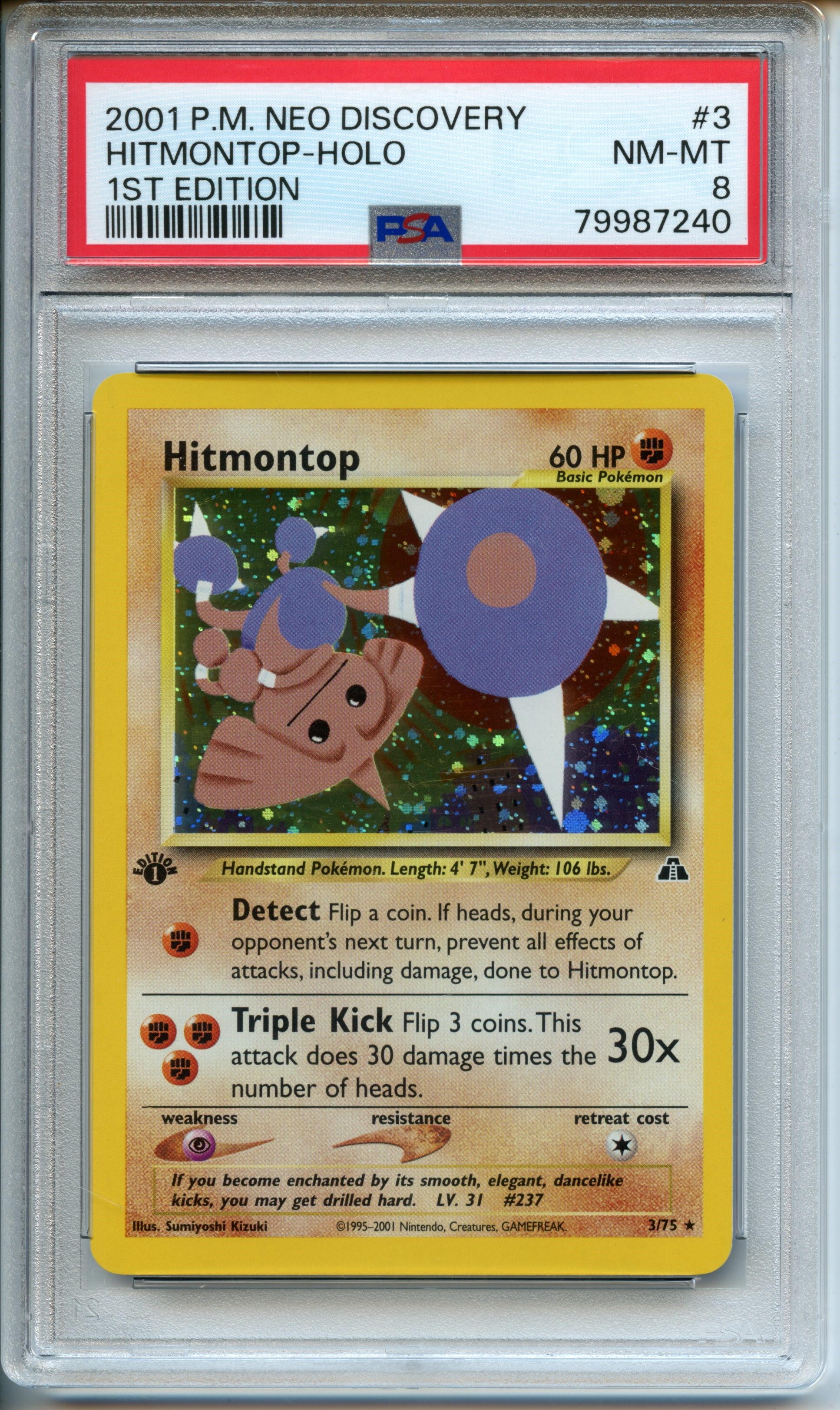 Pokémon TCG - Hitmontop HOLO - 1st Edition Neo Discovery - PSA 8