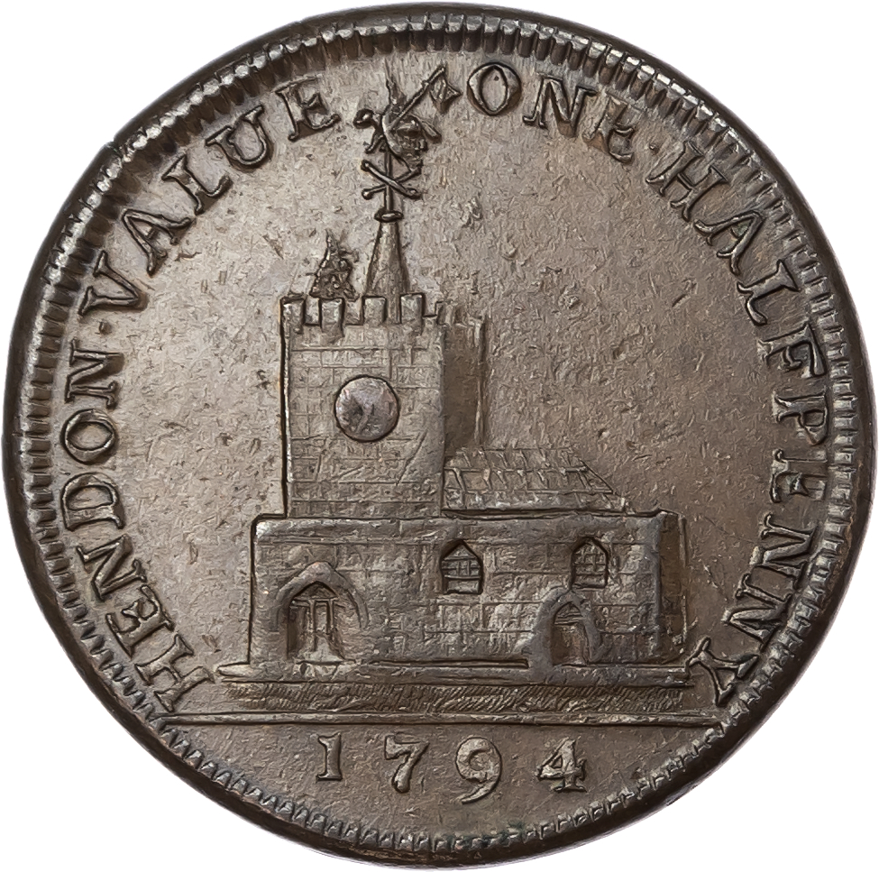 London - Hendon, Benjamin Price (innkeeper – ‘the Greyhound’) Halfpenny 1794.