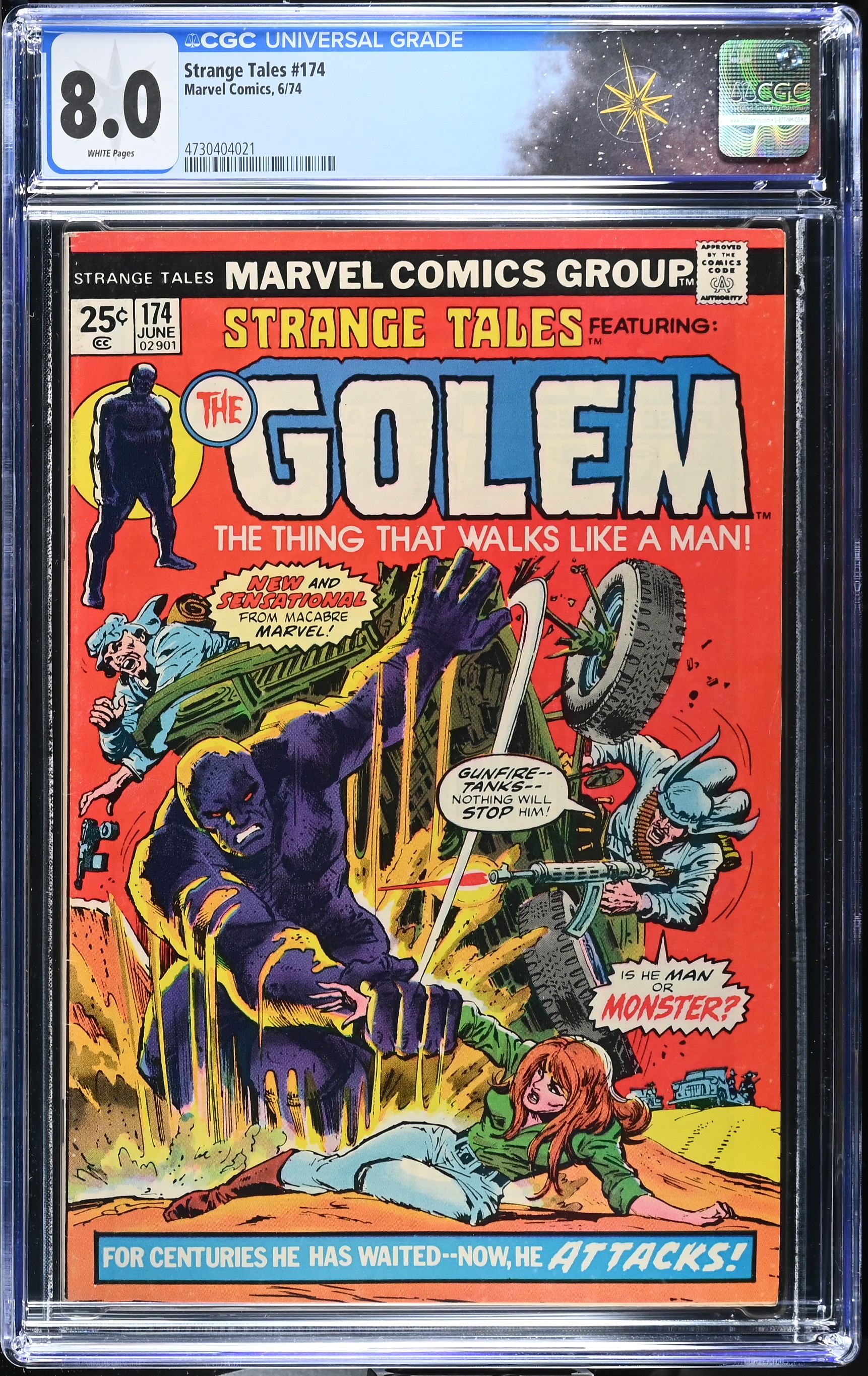 Strange Tales #174 CGC 8.0 1st Appearance and Origin of Golem (Marvel Comics, 1974) White Pages