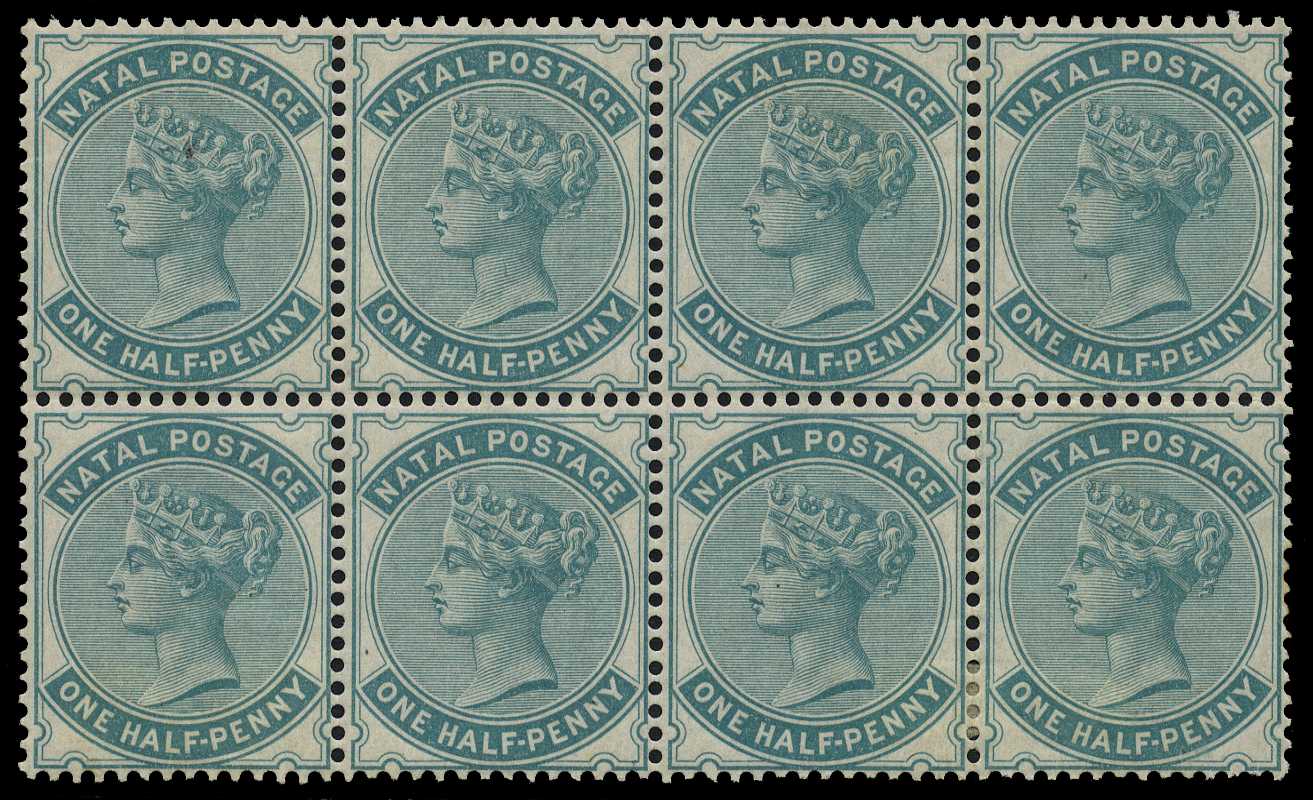 1880 Wmk Crown CC, ½d blue-green block of...