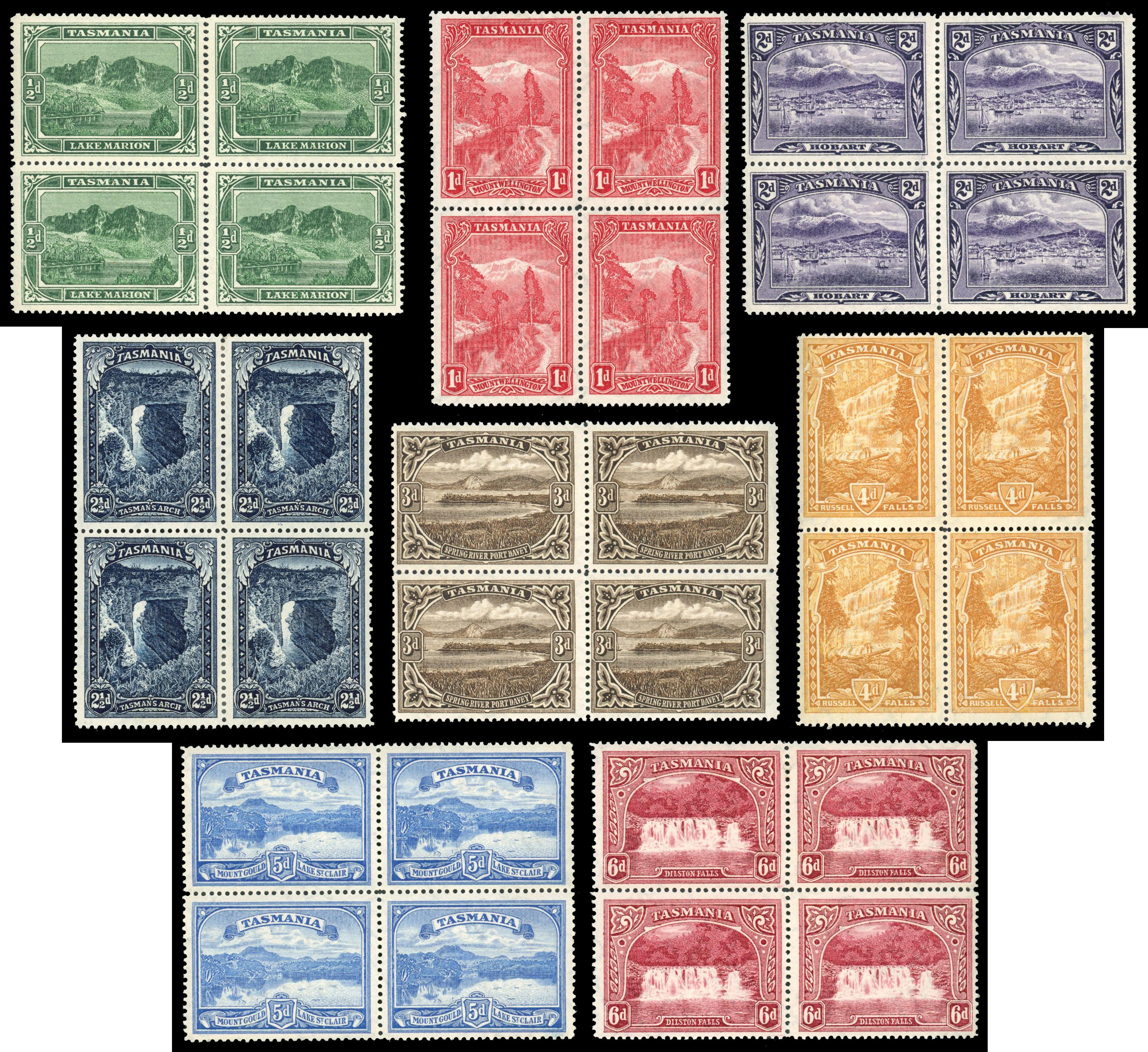 Tasmania SG 229-236 1899-1900 TAS watermark set blocks mint