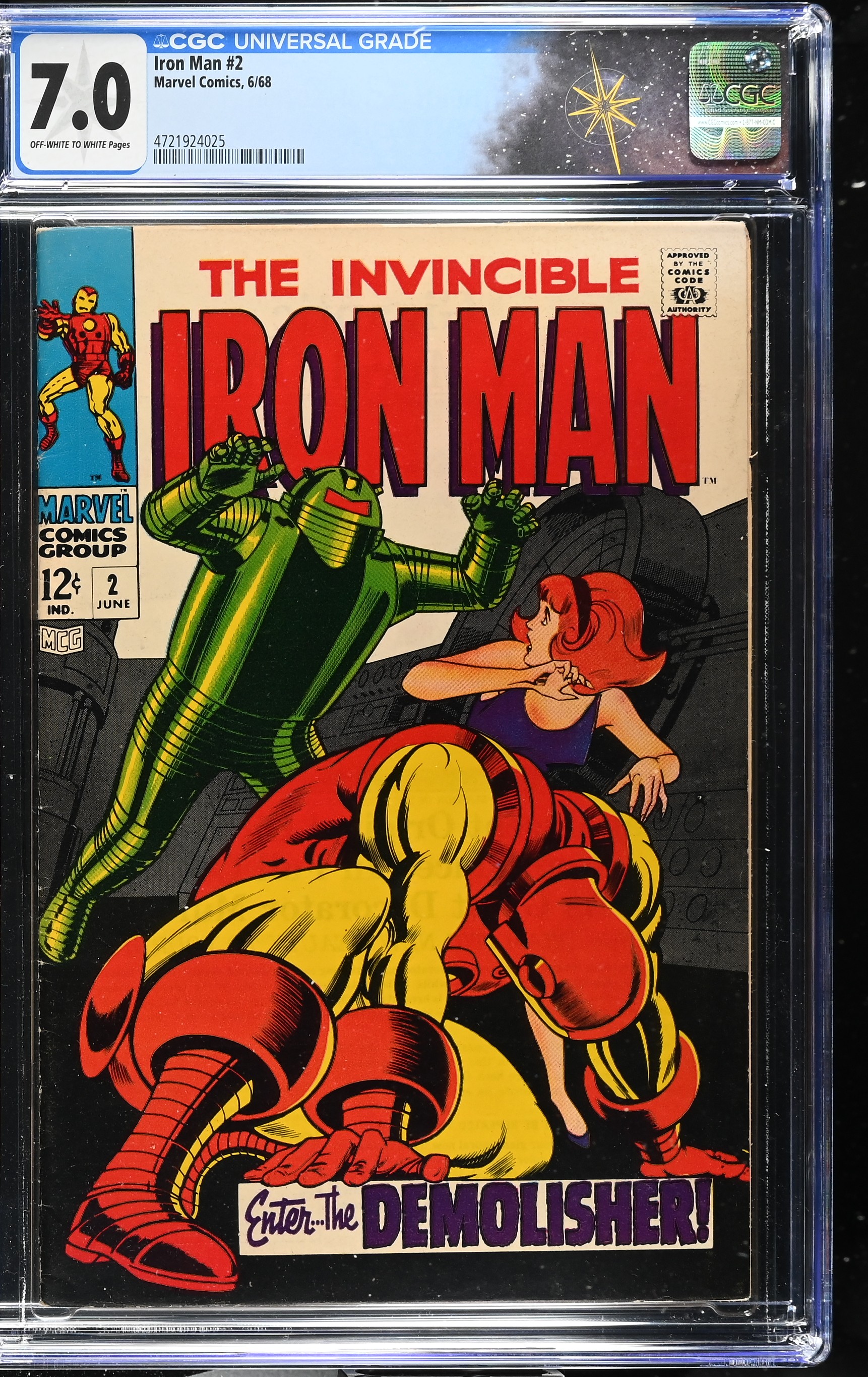 Iron Man #2 CGC 7.0 "The Day of the Demolisher" (Marvel Comics, 1968) Off-White to White Pages