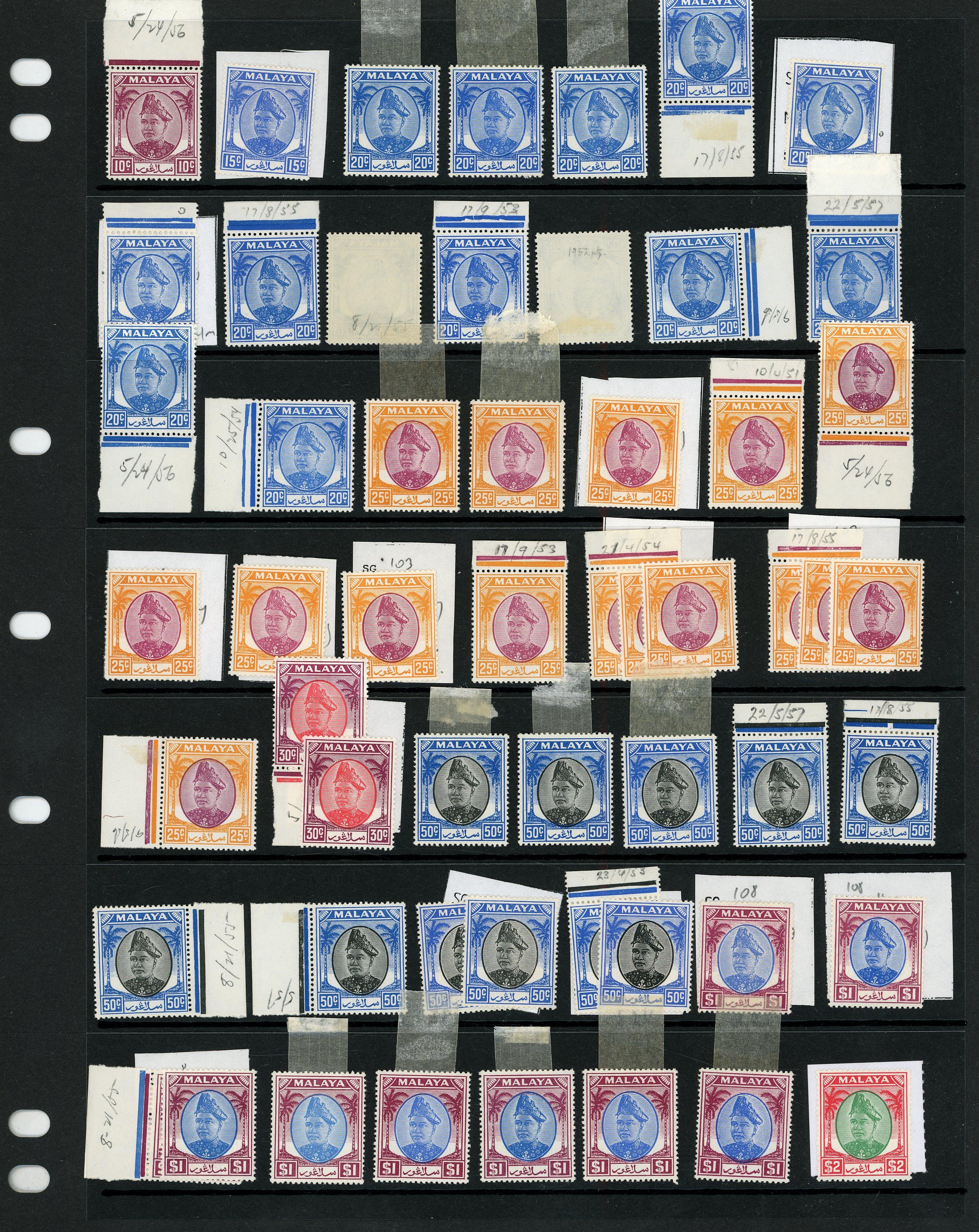 Selangor SG 90/110 printings collection mint