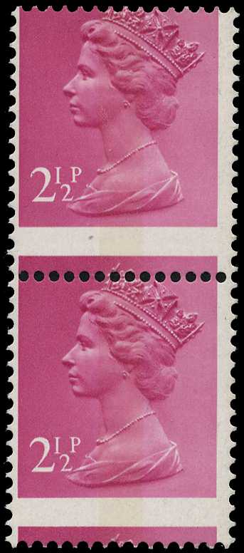 1971 2½p magenta (1 centre band) vertical...
