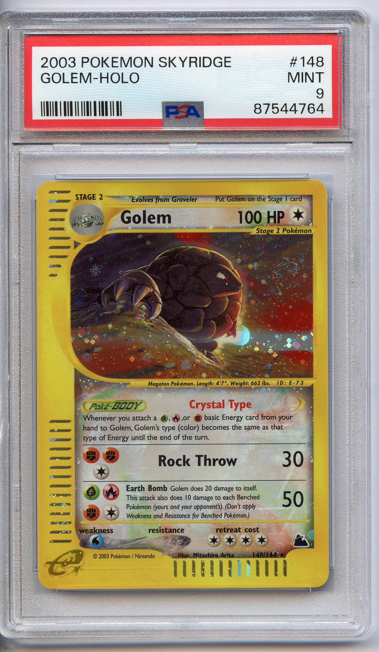 PSA 9 Golem Holo Crystal #148 - Skyridge 2003