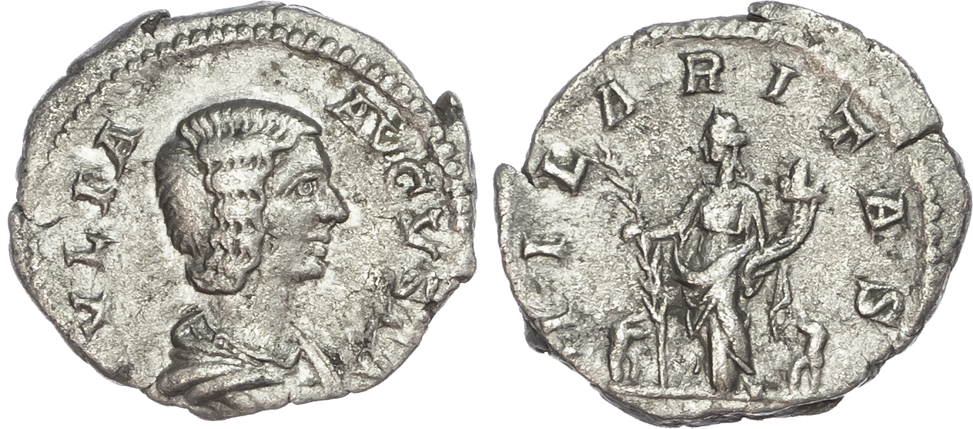 Julia Domna (Wife of Septimius Severus) AR Denarius, Rome, AD 207-211, 3.01g. 