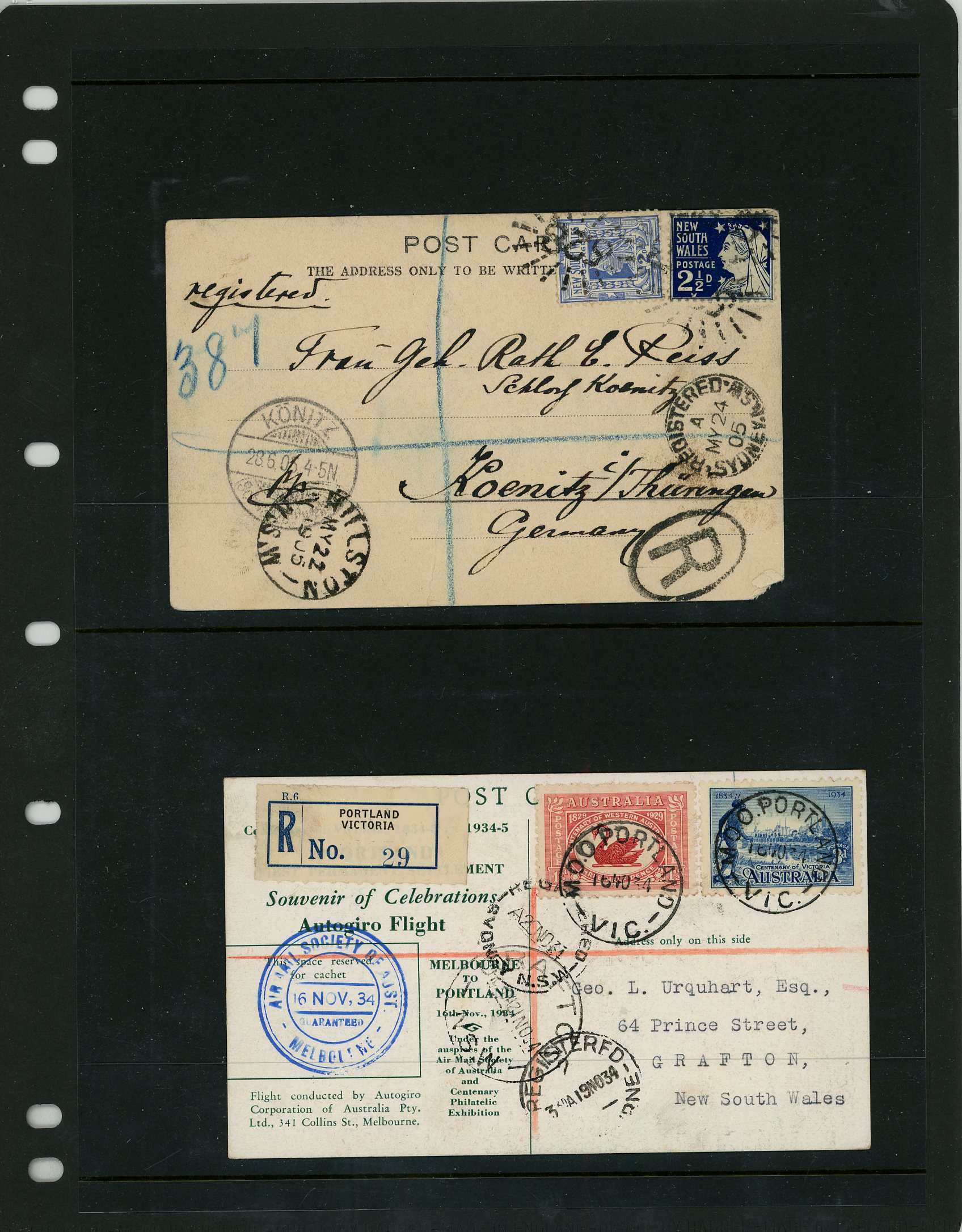 Postal History British Commonwealth selection of ten postcards sent registered...