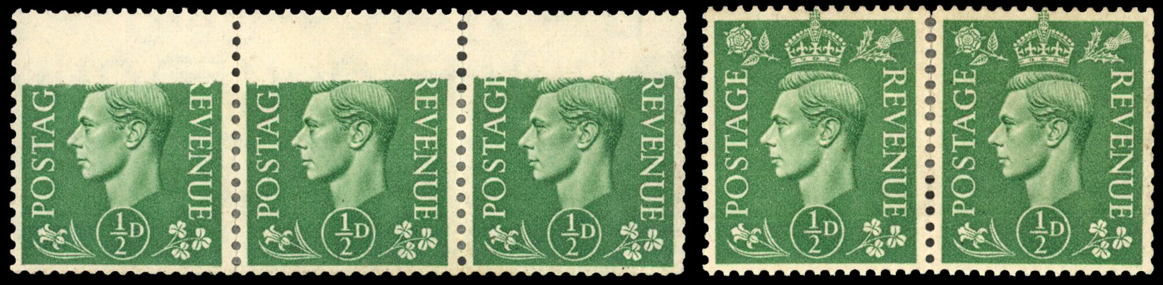 GB SG 485 1941 ½d pale green paper joins mint
