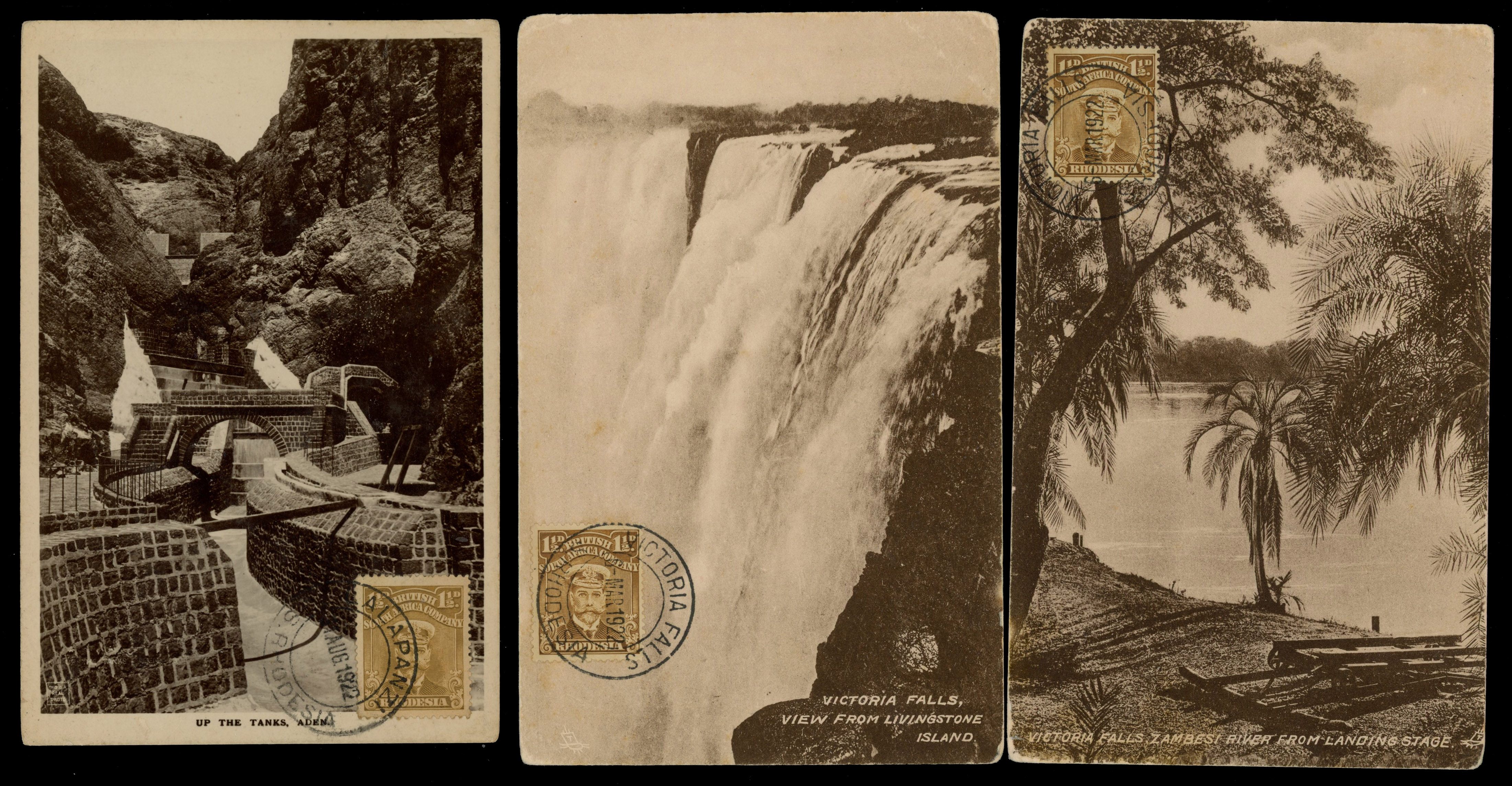 Rhodesia 1921-2 group of ppcs with stamps on picture side