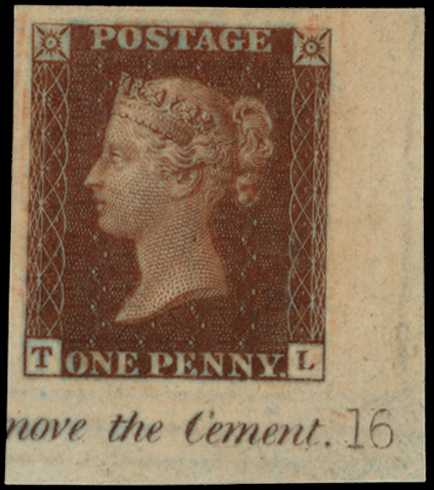 1841 1d red-brown Plate 16 (TL) lower...