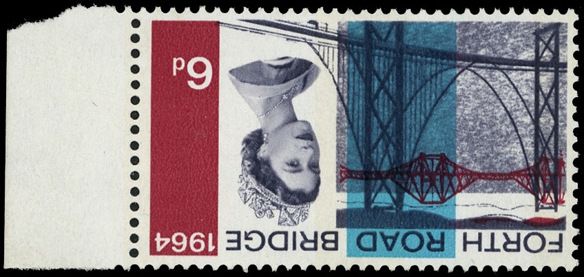 1964 6d Forth Road Bridge phosphor, watermark inverted.