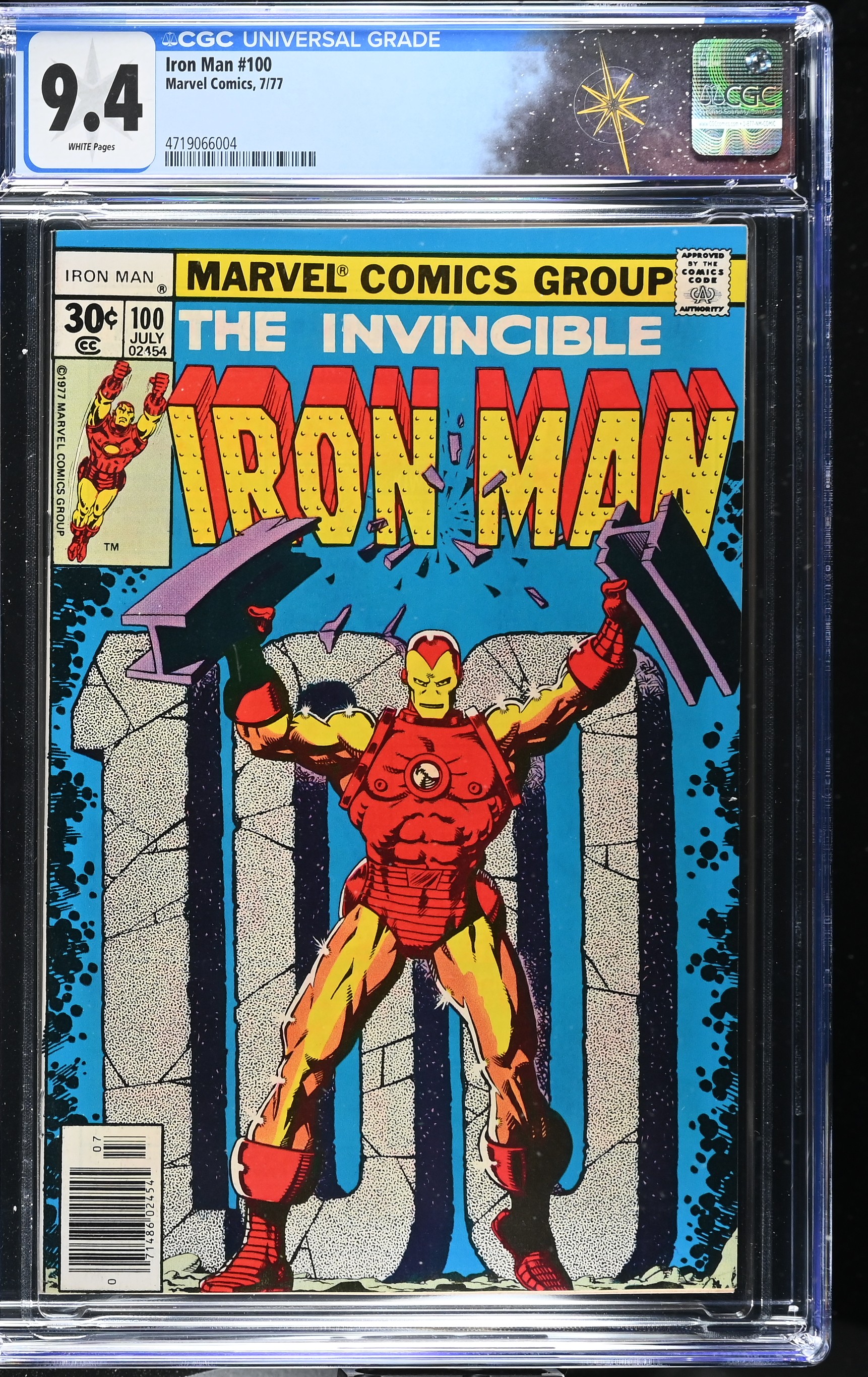 Iron Man #100 CGC 9.4 "Iron Fest" 100th Issue Spectacular Jim Starlin Cover (Marvel Comics, 1977) White Pages